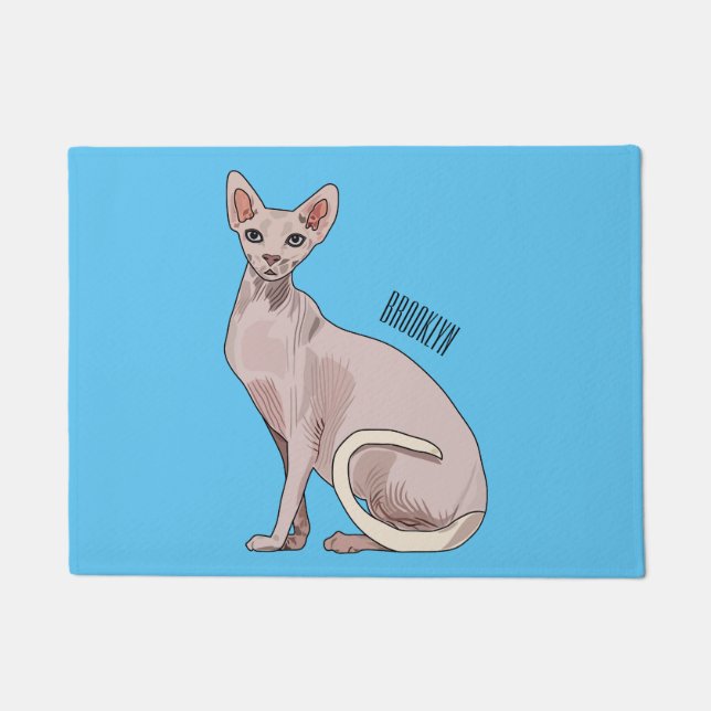 Sphynx cat cartoon illustration  doormat (Front)