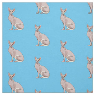 Sphynx cat cartoon illustration fabric