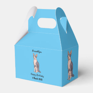 Sphynx cat cartoon illustration favour box