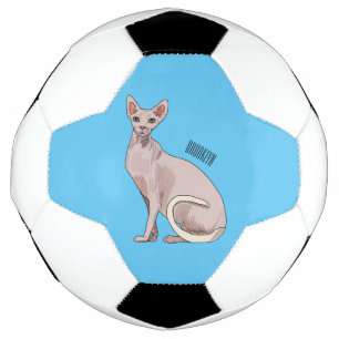 Sphynx cat cartoon illustration  football