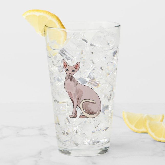 Sphynx cat cartoon illustration  glass (Front Ice)