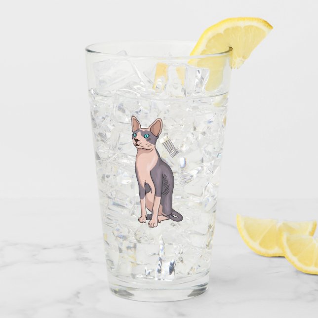 Sphynx cat cartoon illustration  glass (Back Ice)