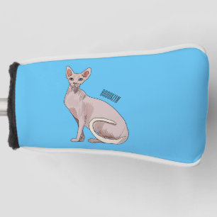Sphynx cat cartoon illustration golf head cover