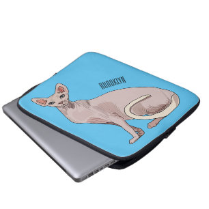 Sphynx cat cartoon illustration laptop sleeve