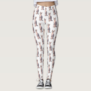 Sphynx cat cartoon illustration leggings