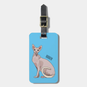 Sphynx cat cartoon illustration luggage tag