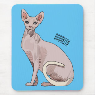 Sphynx cat cartoon illustration  mouse mat