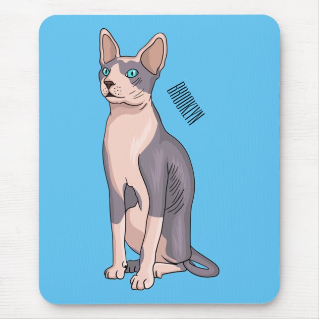 Sphynx cat cartoon illustration mouse mat (Front)
