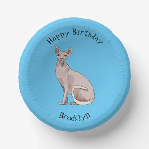 Sphynx cat cartoon illustration paper plate