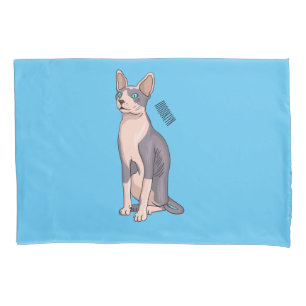 Sphynx cat cartoon illustration pillowcase