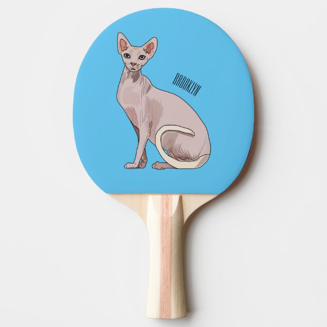 Sphynx cat cartoon illustration  ping pong paddle (Front)