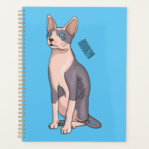 Sphynx cat cartoon illustration planner