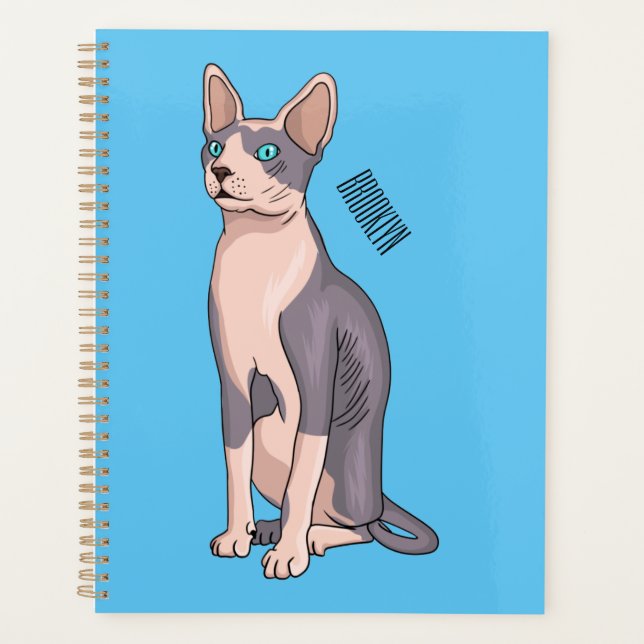 Sphynx cat cartoon illustration planner (Front)