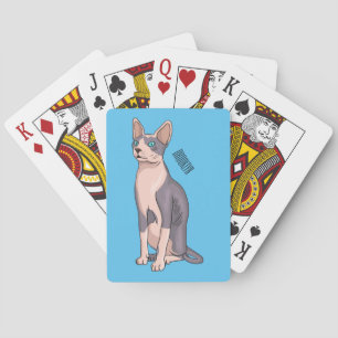 Sphynx cat cartoon illustration playing cards