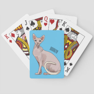 Sphynx cat cartoon illustration playing cards