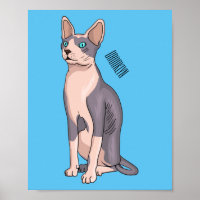 Sphynx cat cartoon illustration