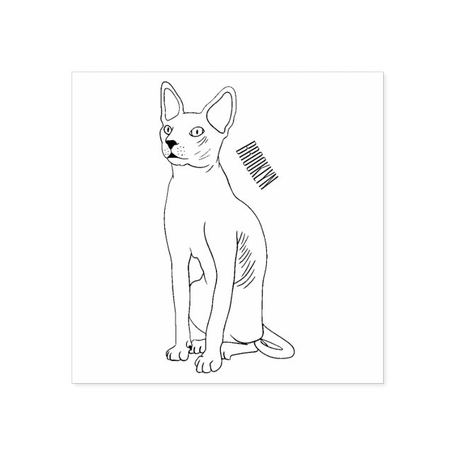 Sphynx cat cartoon illustration rubber stamp (Imprint)