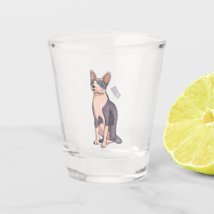 Sphynx cat cartoon illustration shot glass