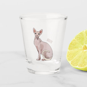 Sphynx cat cartoon illustration  shot glass