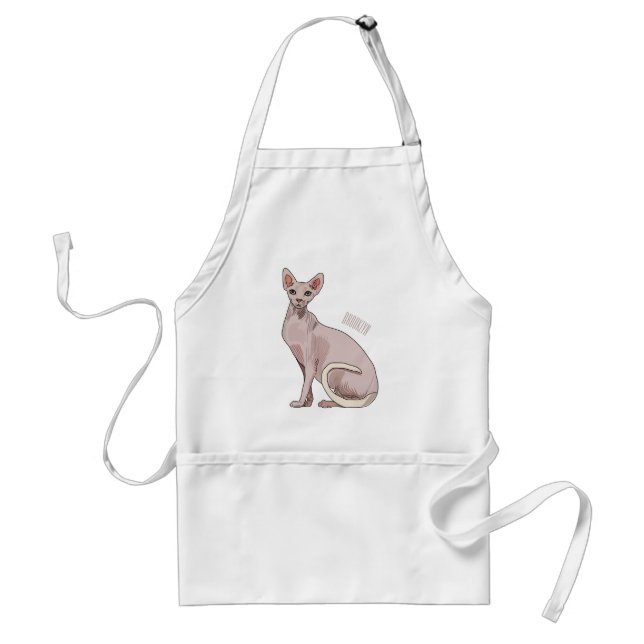 Sphynx cat cartoon illustration  standard apron (Front)