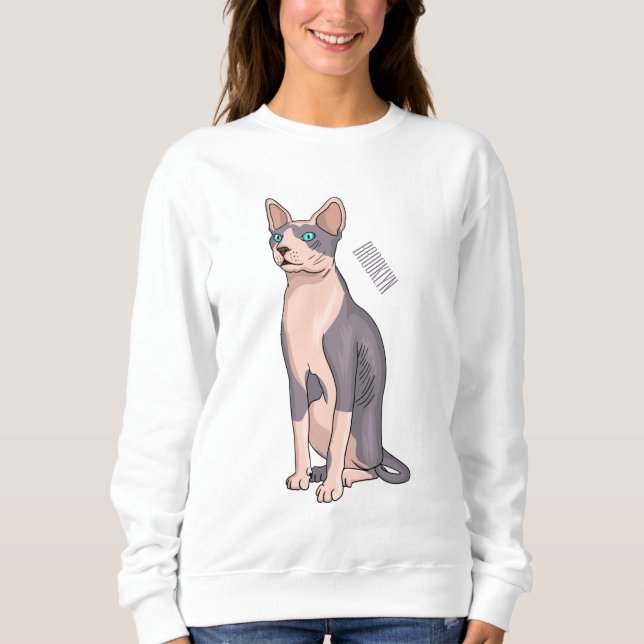 Sphynx cat cartoon illustration sweatshirt (Front)