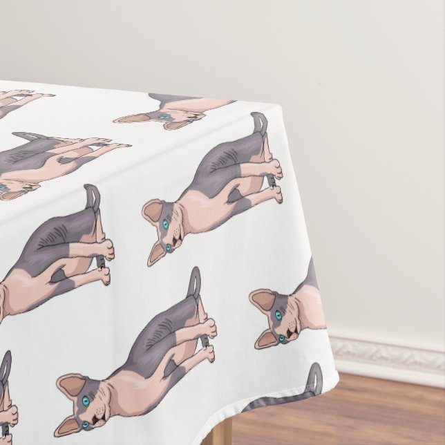 Sphynx cat cartoon illustration  tablecloth (In Situ)