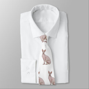 Sphynx cat cartoon illustration  tie
