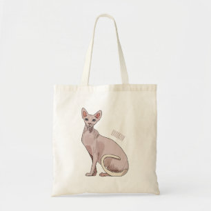 Sphynx cat cartoon illustration  tote bag