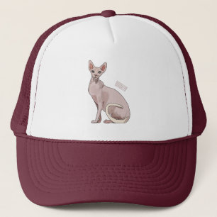 Sphynx cat cartoon illustration trucker hat