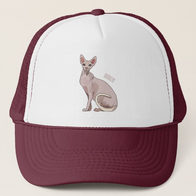 Sphynx cat cartoon illustration  trucker hat (Front)