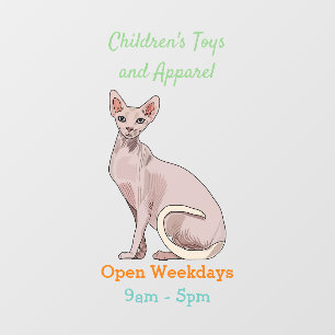 Sphynx cat cartoon illustration window cling