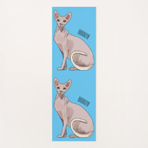 Sphynx cat cartoon illustration  yoga mat