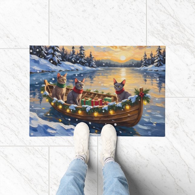Sphynx Cat Christmas Boat Holiday Doormat (Indoor)
