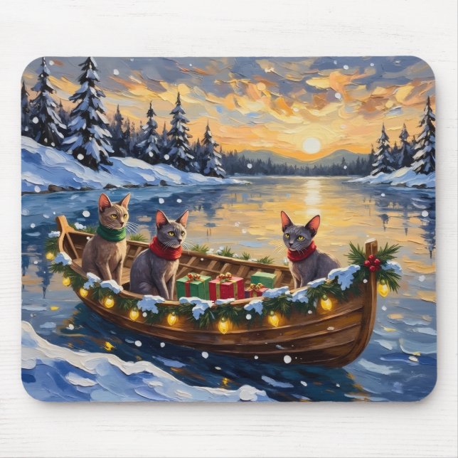 Sphynx Cat Christmas Boat Holiday Mouse Mat (Front)
