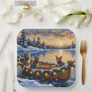 Sphynx Cat Christmas Boat Holiday Paper Plate