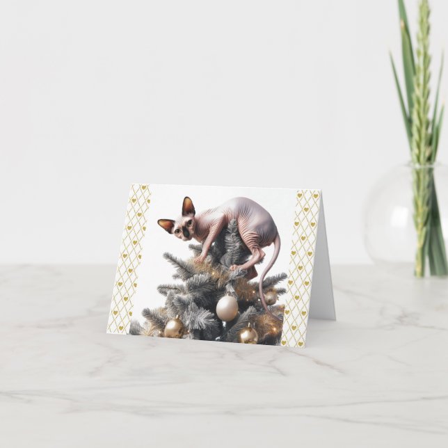 Sphynx Cat Christmas Card (Front)