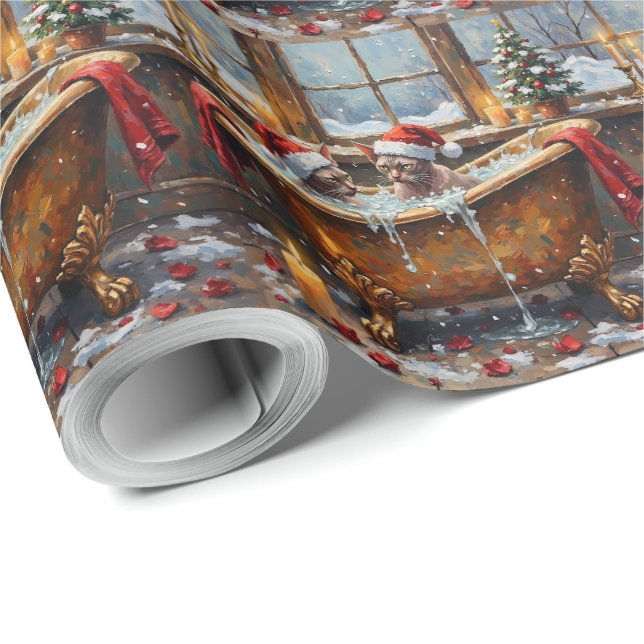 Sphynx Cat Christmas Luxury Bath Holiday Wrapping Paper (Roll Corner)