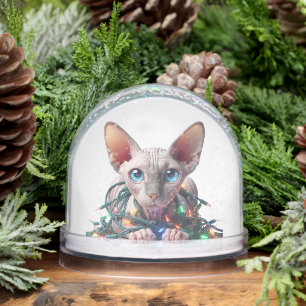Sphynx Cat Christmas Snowglobe