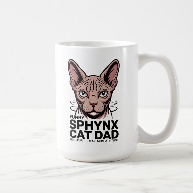 Sphynx Cat Dad Funny Vector Art Coffee Mug (Right)