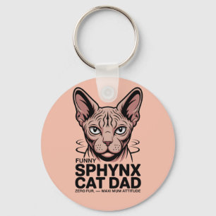 Sphynx Cat Dad Funny Vector Art Key Ring