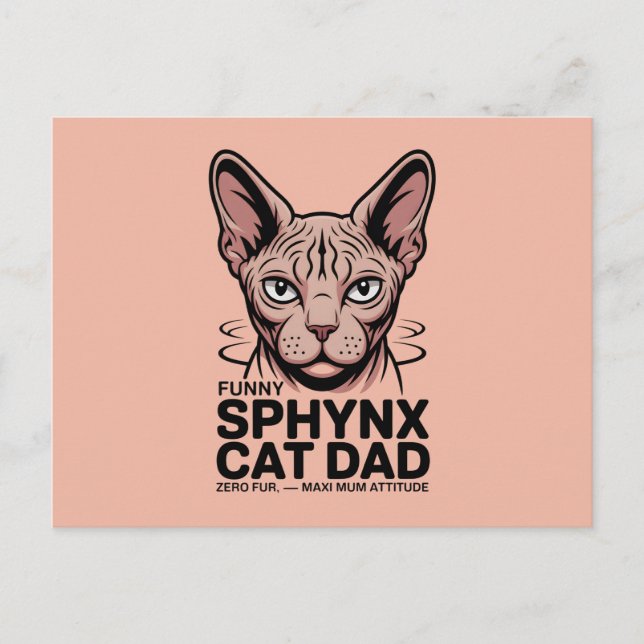 Sphynx Cat Dad Funny Vector Art Postcard (Front)