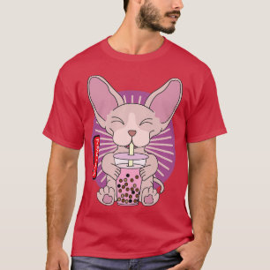 Sphynx Cat Drinking Bubble Boba Tea Kawaii T-Shirt