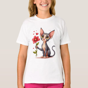 🐱 Sphynx Cat Floral Flower Aesthetic Cat Art 🌸 T-Shirt