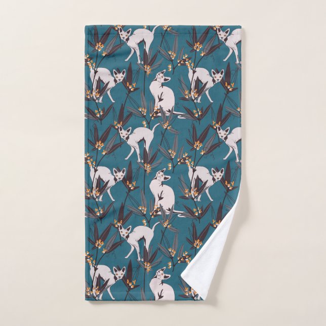 sphynx cat funny kids pattern hand towel (Hand Towel)