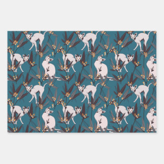 sphynx cat funny kids pattern wrapping paper sheet
