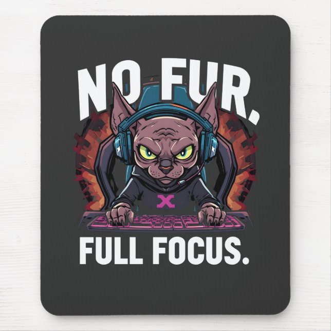 Sphynx Cat Gamer Full Focus Artwork Mouse Mat (Front)