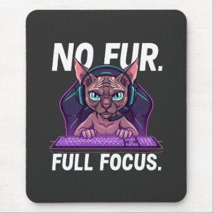 Sphynx Cat Gamer Full Focus Neon Art Mouse Mat