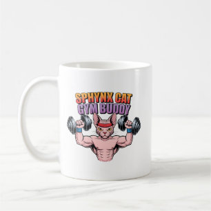 Sphynx Cat Gym Buddy Muscular Cartoon Coffee Mug