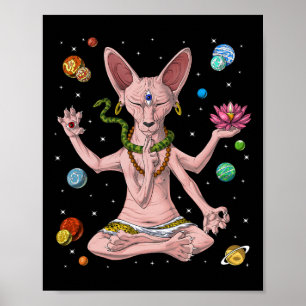 Sphynx Cat Hairless Cat Zen Yoga Meditation Spirit Poster