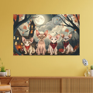 Sphynx Cat Halloween Spooky Canvas Print